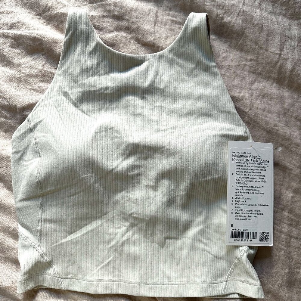 NWT: lululemon Align™ Ribbed High-Neck Tank Top *Shine (Colour: Bone)